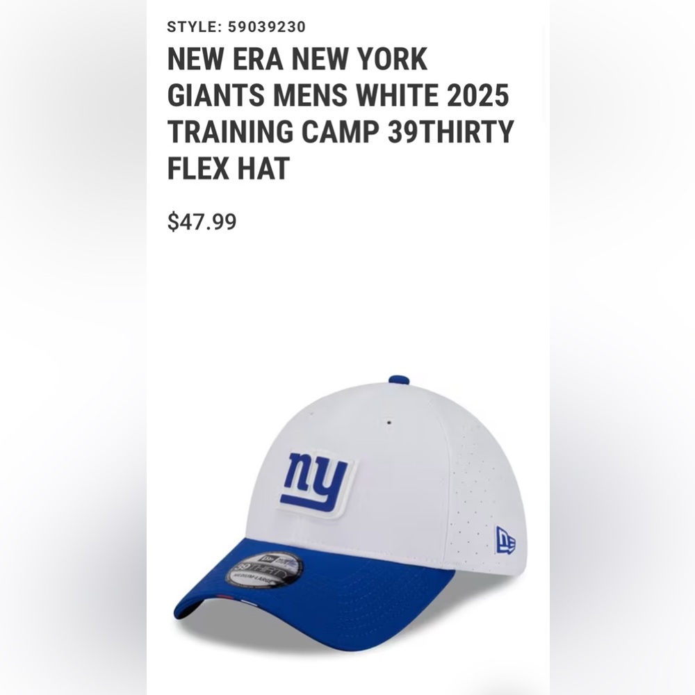 New Era NY GIANTS 2025 Training Camp 39THIRTY Cap